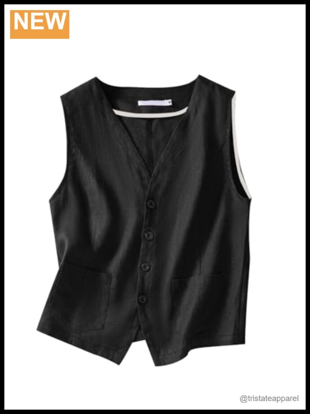 Women's Linen Vest Sleeveless Blazer Casual Button Down Lightweight Business